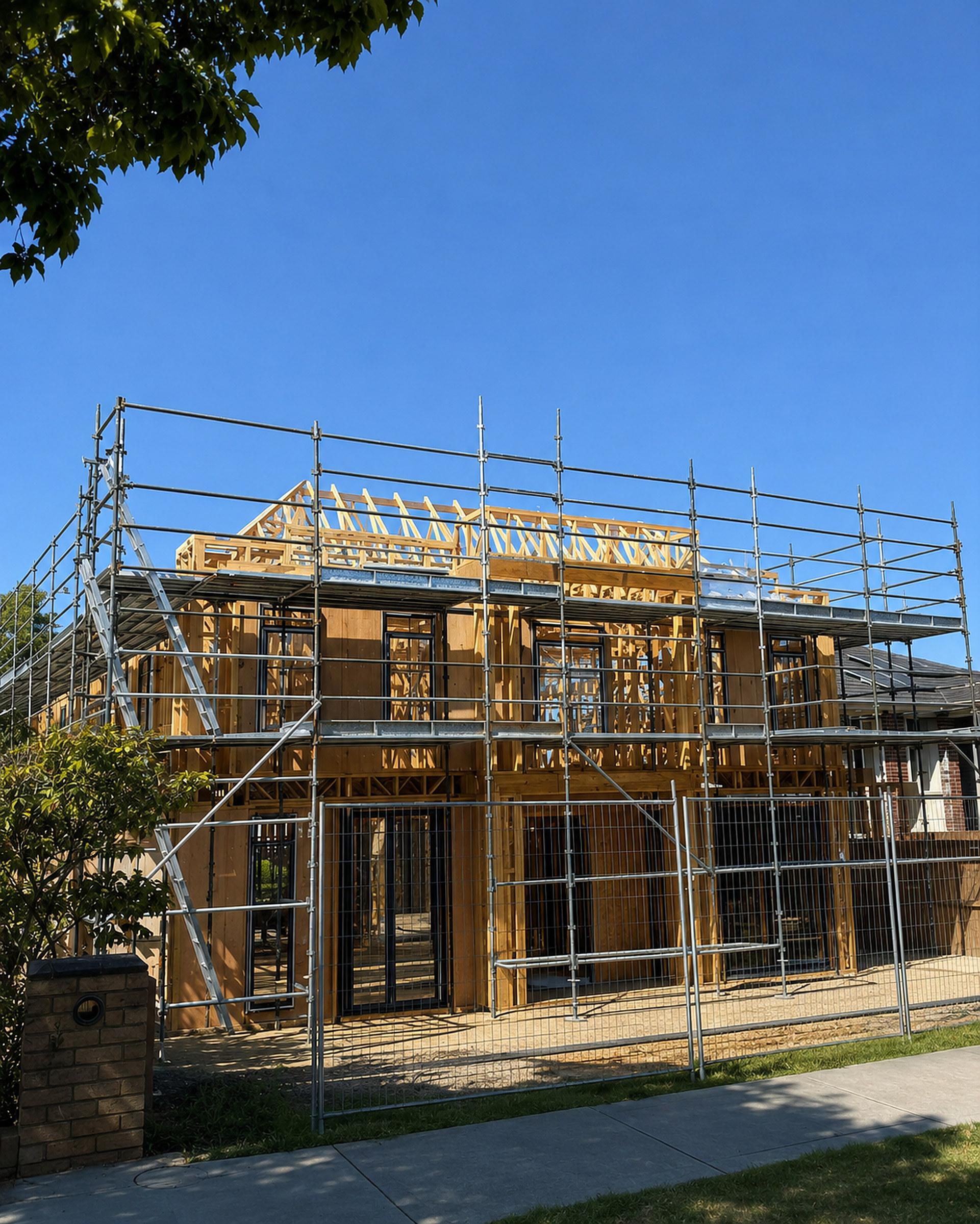 Windows installed into timber framing before lining